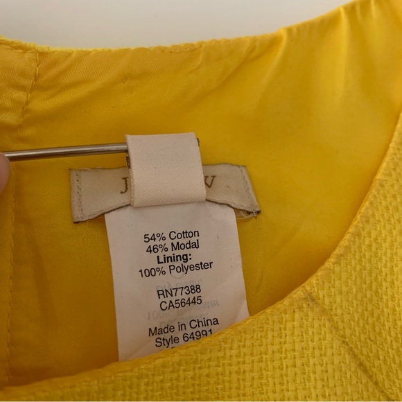 J. Crew yellow basket weave shift dress size 2 - Picture 7 of 9